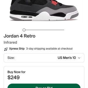 Jordan 4 Retro Infrared Sneakers Sz 10